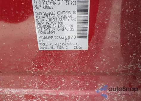 2018 Nissan Pathfinder S z USA, uszkodzony, nr VIN 5N1DR2MM7JC620873